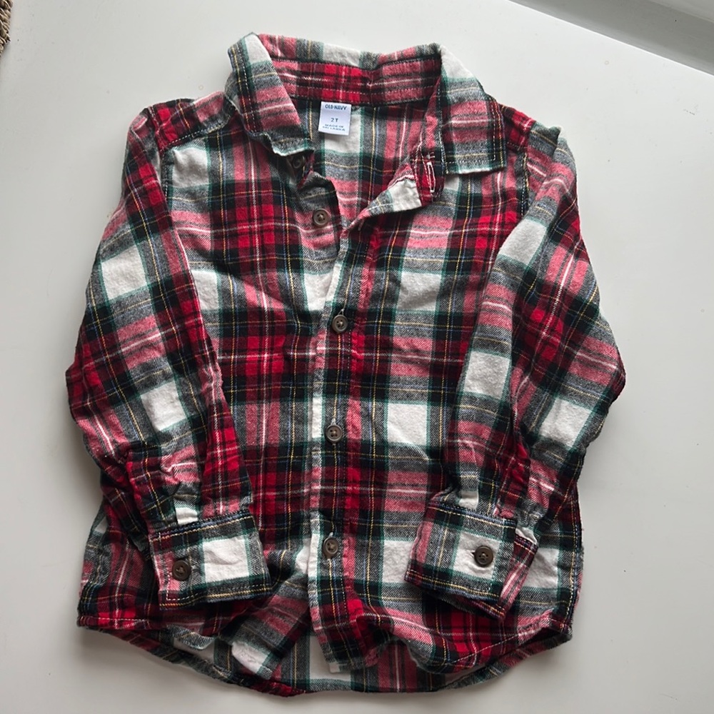 White tartan shirt/dress size 2t and 24mo
